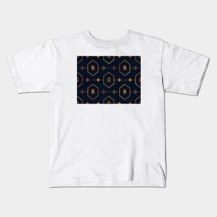 Bronze Turtle Pattern on Navy Kids T-Shirt